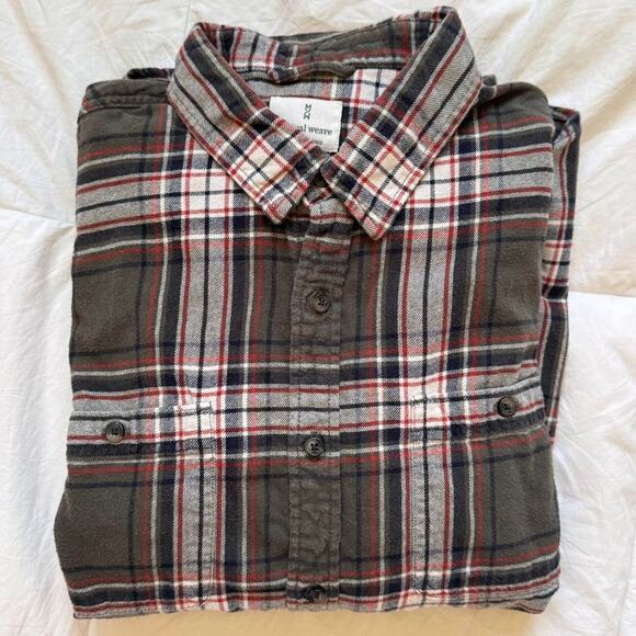 mutual weave Gray plaid flannel button up shirt sz XL casual country outdoors - Picture 1 of 8